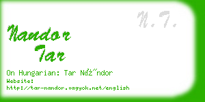 nandor tar business card